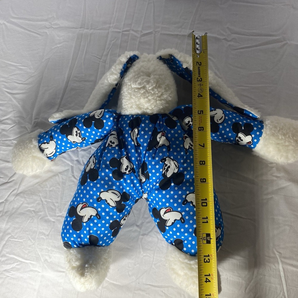Vintage Mickey Mouse Bunny Plush Doll Blue Polka Dot Snowsuit Disney No Tags - Picture 8 of 8